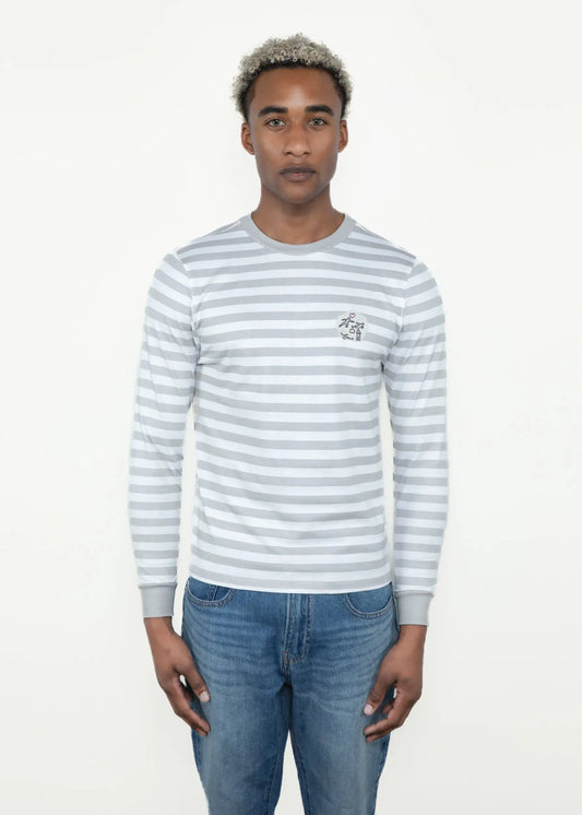 Grey and White Stripe Art Icon Long Sleeve Shirt