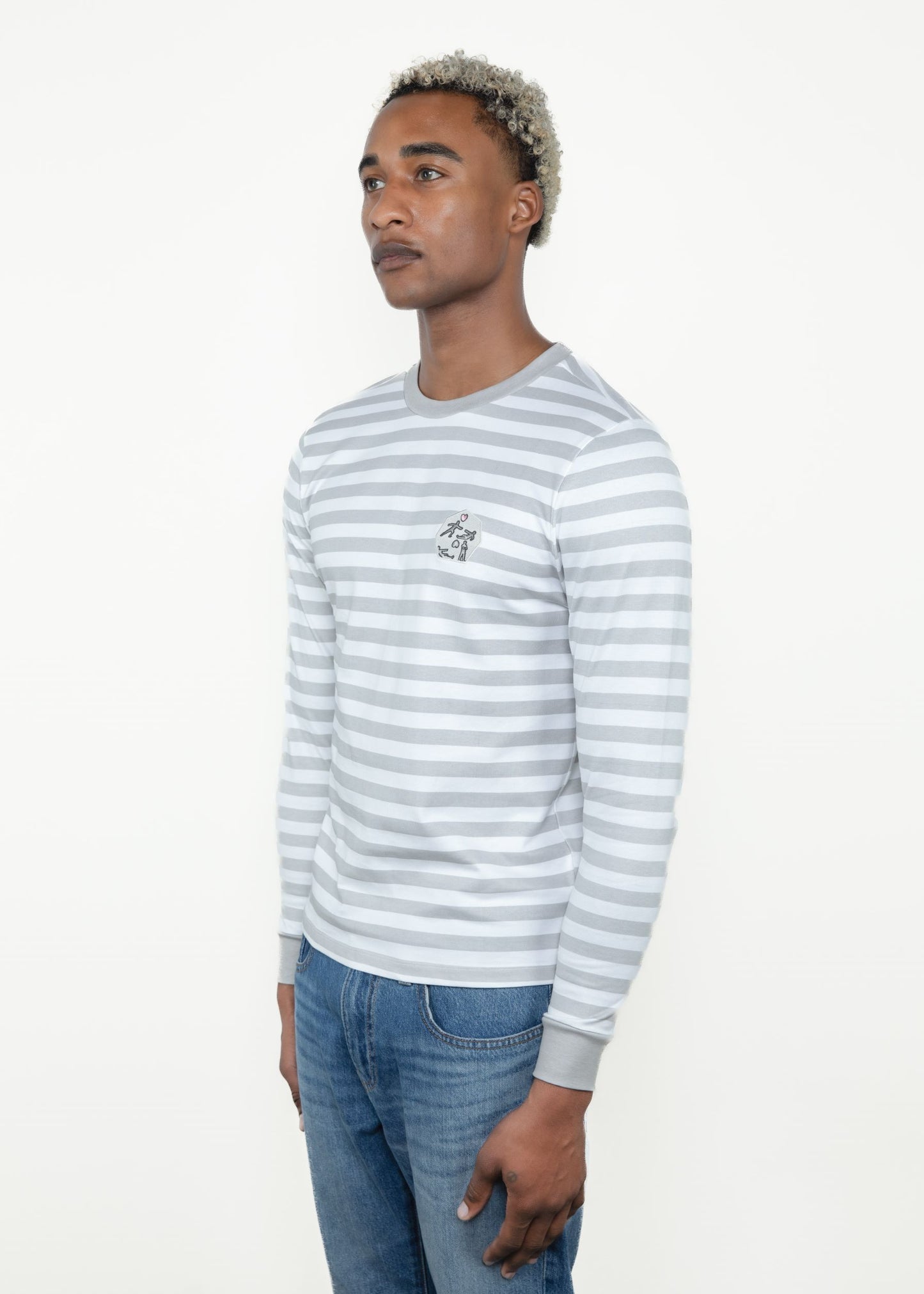 Grey and White Stripe Art Icon Long Sleeve Shirt