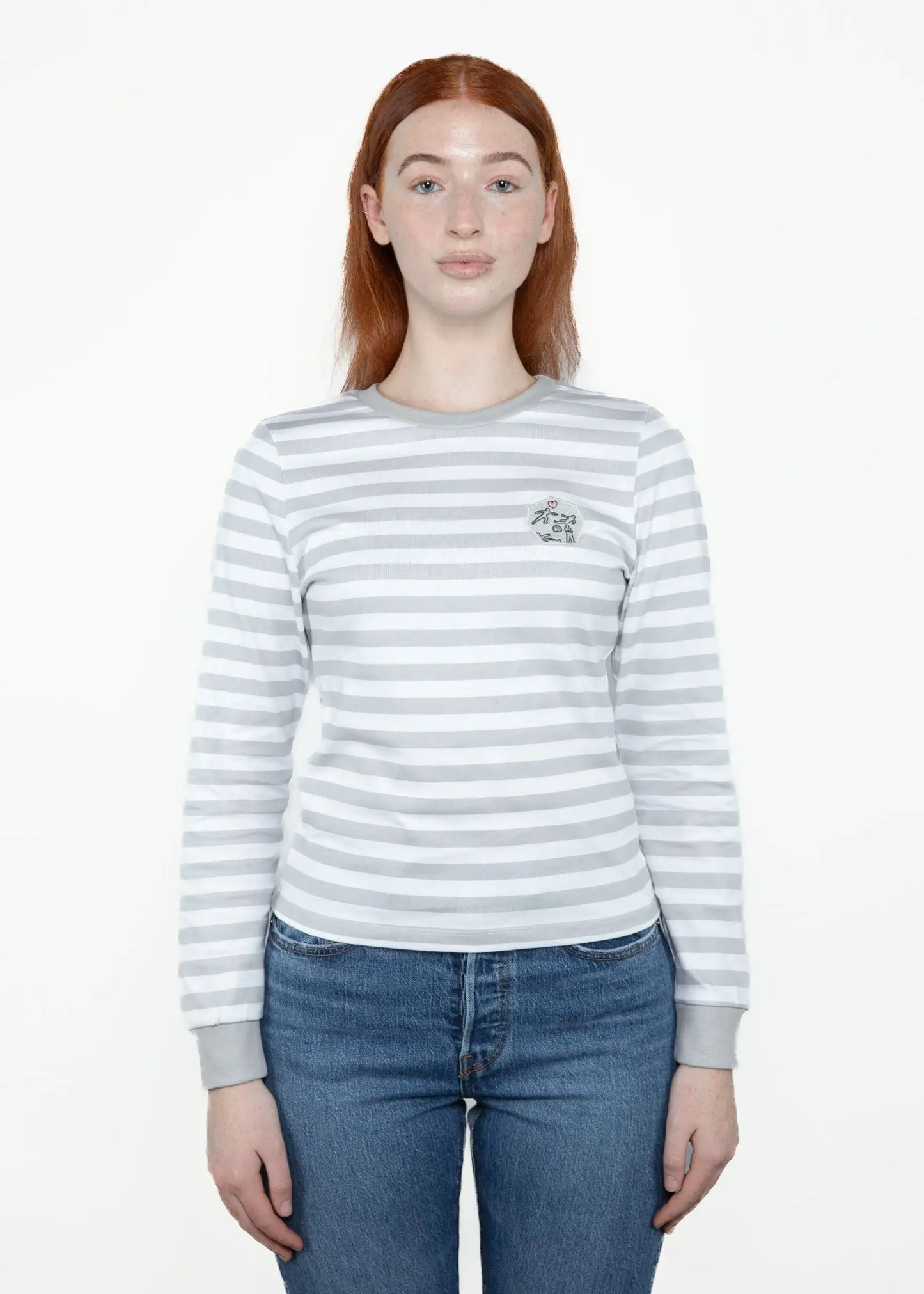 Grey and White Stripe Art Icon Long Sleeve Shirt