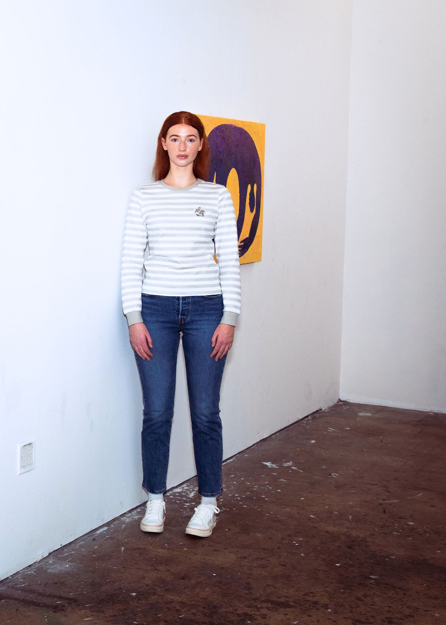 Grey and White Stripe Art Icon Long Sleeve Shirt